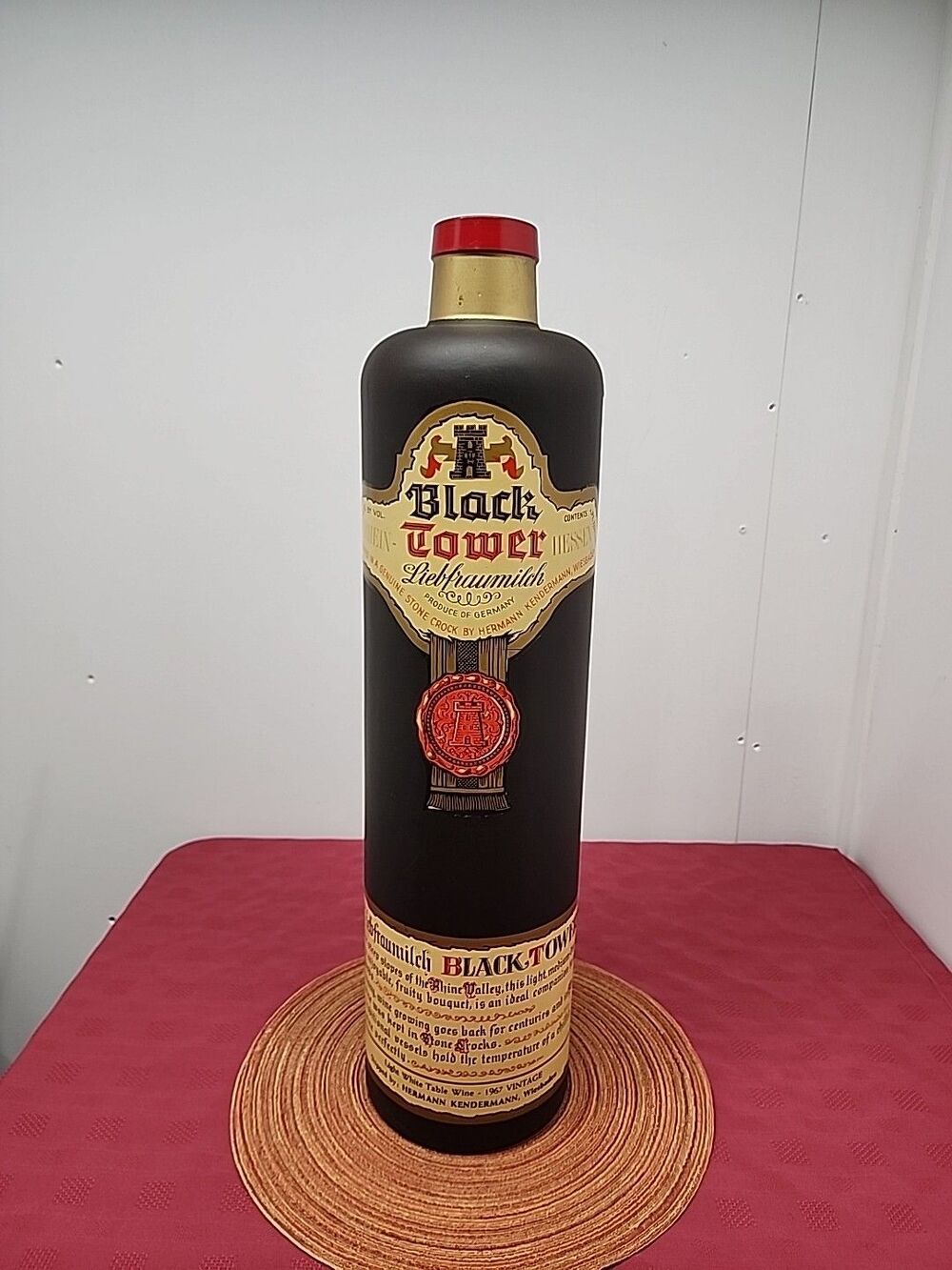 RARE Vintage Black Tower Liebfraumilch Display Bottle 26" Tall 1967 Germany